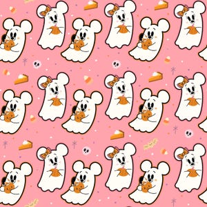 Mickey and Minnie Mouse Ghost 2025 Seamless Pattern Digital Download