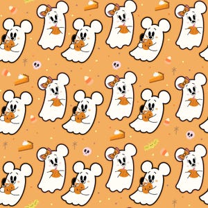 Mickey and Minnie Mouse Ghost 2025 Seamless Pattern Digital Download