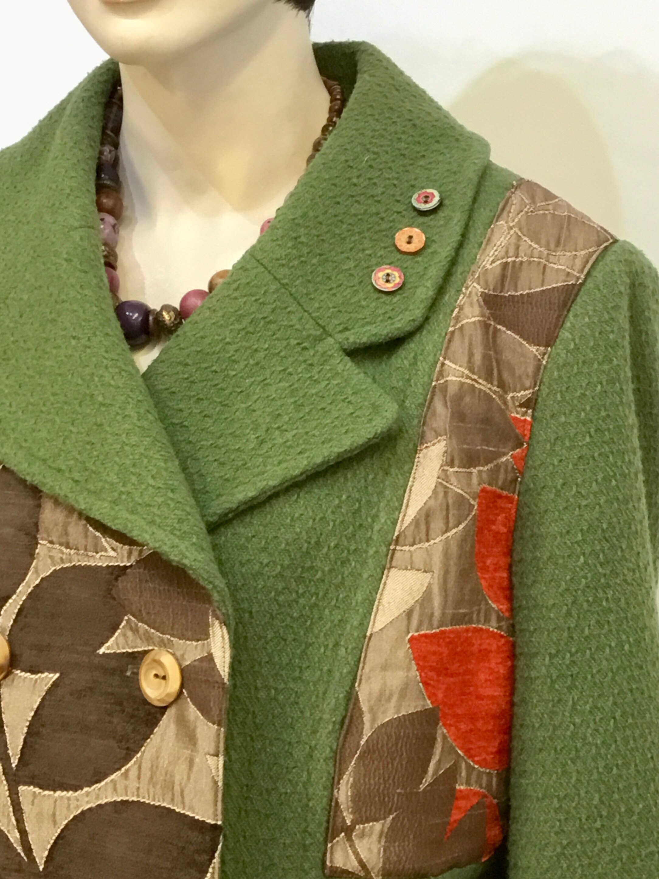 Womens Autumn Green Coat Size 18 Double Breasted Patchwork Etsy UK