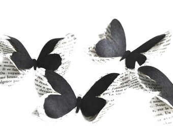 Gothic wedding table decor, black paper butterflies for Halloween party, adult birthday centerpiece, vintage flat lay photo props