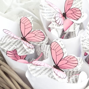 Paper butterflies for enchanted forest birthday party, baby shower centerpieces for table, fairy woodland nursery wall decor