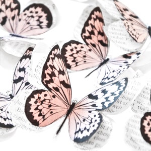 Farfalle di carta rosa cipria per decorazioni rustiche e pastello per matrimoni, decorazioni per camerette di bambine, decorazioni per battesimi e compleanni.