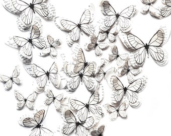 Wit papier vlinders voor verjaardag tafel decoratie klein meisje of chique land bruiloft, muur deco 3d kinderkamer