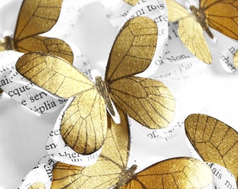 Handmade Gold Paper Butterflies – Rustic Wedding Decor, Floral Arrangement Accents & Wedding Table Styling