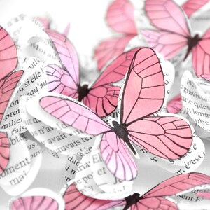 3d paper butterflies for fairy theme birthday, enchanted forest wedding decorations, girl baby shower table decor, pink tea party props Pink