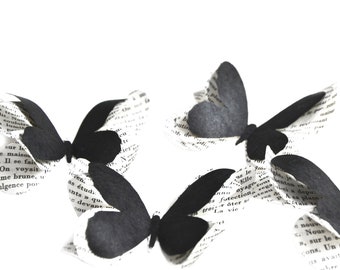 Black paper butterflies, butterflies for Halloween birthday parties, gothic wedding decorations, butterfly centerpieces for table decor