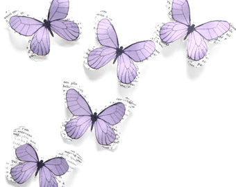 Papillons lilas en papier pour decoration de table de mariage romantique, chambre de petite fille et fete premier anniversaire bebe