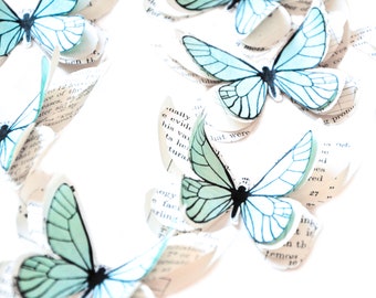 Papillons en papier bleu ciel, décoration de table de mariage, stickers muraux 3d, deco chambre petite fille, deco anniversaire enfant