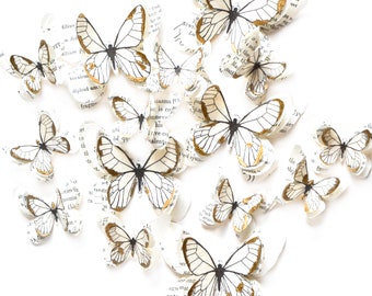 Enchanted forest wedding decorations | Handmade paper butterflies with gold accents, fairy tale baby shower & nursery wall art
