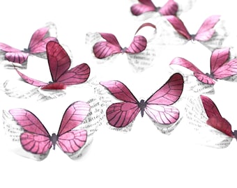 Decorazioni per la cameretta delle bambine, farfalle di carta color prugna, decorazioni murali per la camera da letto femminile, accessori per servizi fotografici per neonati, accessori da sposa