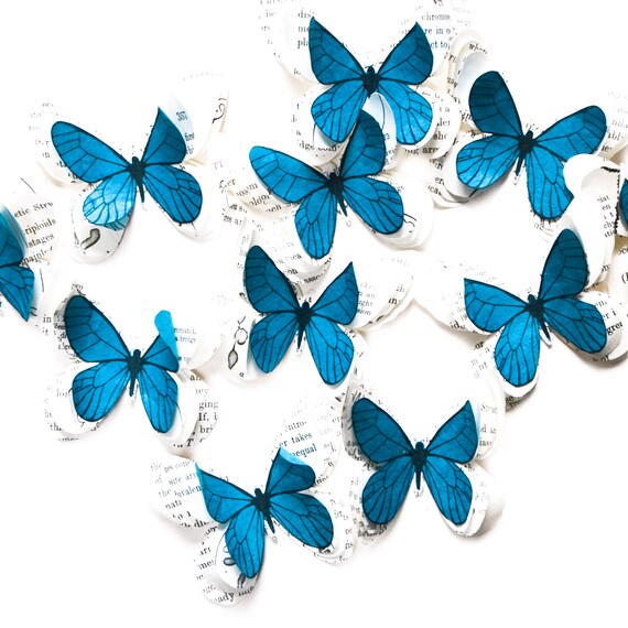 3d Blue Paper Butterfly Wall Art Woodland Fairy Party Etsy