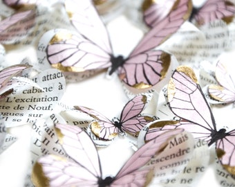 Fairy birthday party decorations, pink and gold paper butterflies for enchanted forest baby showers & boho chic wedding tables