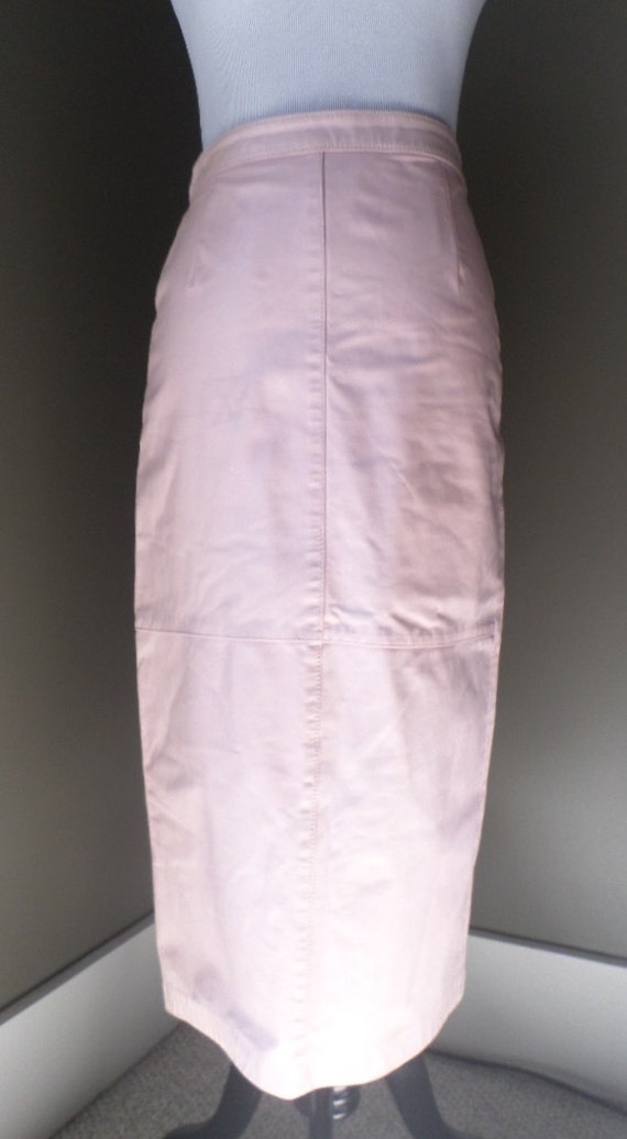 Pale Pink Leather Skirt, Small - image 2