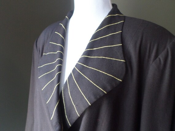 Oversized Black BLAZER with Gold Metallic Stitchi… - image 4