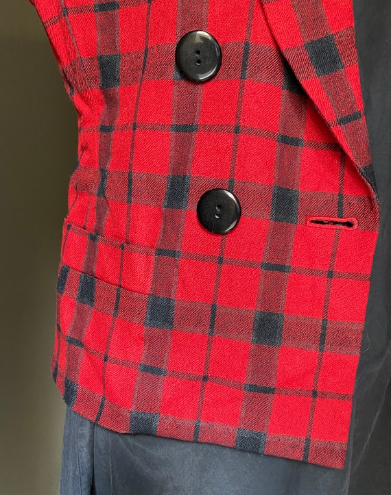 Plaid BLAZER, Red and Black Women's Petite - image 4