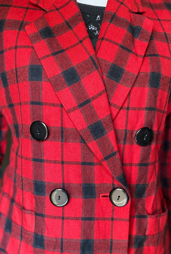 Plaid BLAZER, Red and Black Women's Petite - image 2