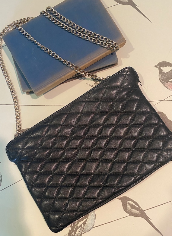 Vintage PAPPAGALLO quilted black leather purse, cl