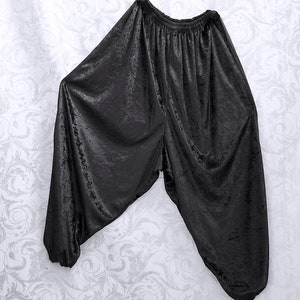 Harem Pants 80s Gothic  – Black Velour Pantaloons, Oldschool Goth & Postpunk Style – wide elastic pants, handmade One Size