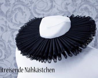 Elizabethan Ruff, Gran Gola, Renaissance Collar, black with lace, gothic