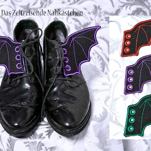 Bat Wings for shoes, Gothic, Punk, Batcave, Halloween, shoe accessory, shoe decoration, felt with embroidery