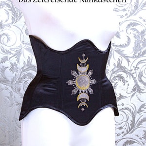 Corset, underbust corset, bodice, corsage, waist cincher, Belle Epoque, Art Deco, Victorian, Regency,  Gothic, Moon, Pagan