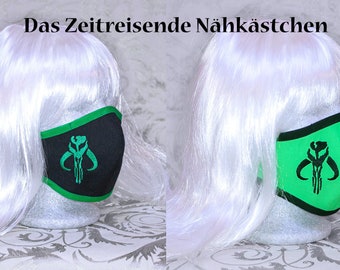 Maske mit Stickerei, Mundmaske, Mund-Nasenmaske, Star Wars inspiriert, The  Mandalorian, verschiedene Größen & Farben, mit Nasenbügel