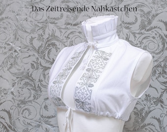 Elizabethanisches Partlet, Goller, Kragen-Einsatz, Blackwork - bestickt, Renaissance, Mittelalter