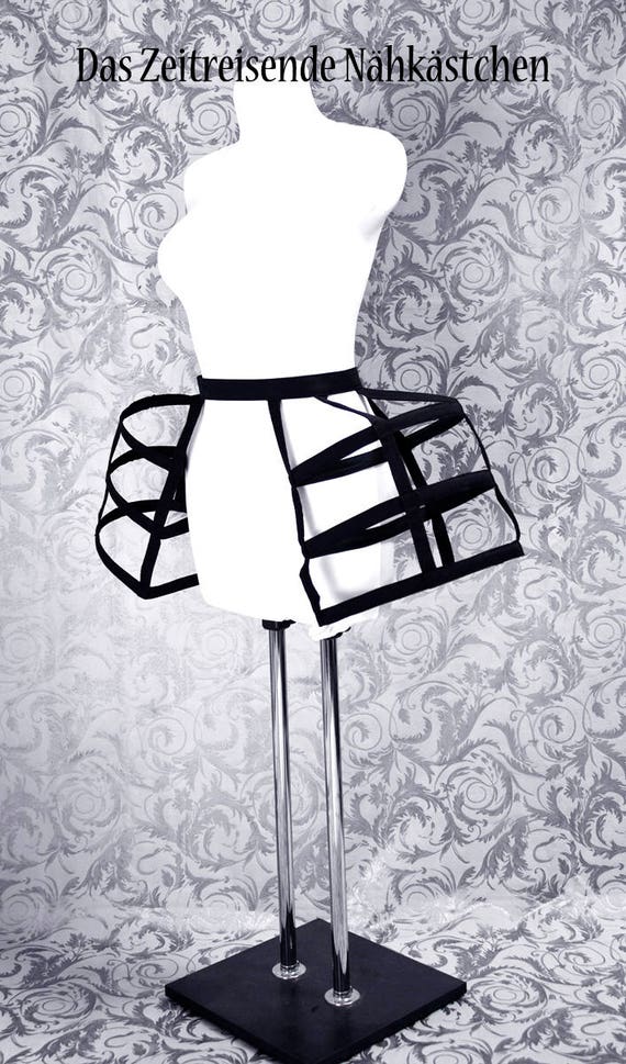Kurze Käfig-Reifrock-Poschen – dekoratives Pannier für Gothic, Punk, Theater, Performance, Fotoshootings Cosplay Outfits, Rokoko, schwarz