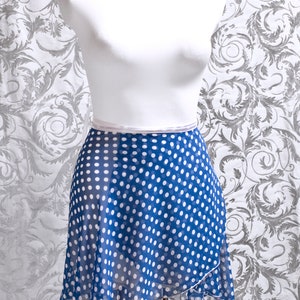 Ballet wrap skirt, chiffon skirt, blue and white, polkadots, dance image 2