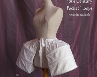 Historische Poschen / Pocket Hoops für 18. Jahrhundert-Kleider – Rokoko Panier, drei Größen, schwarz oder weiß