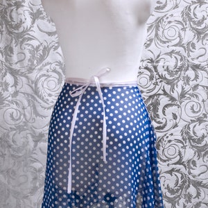 Ballet wrap skirt, chiffon skirt, blue and white, polkadots, dance image 3