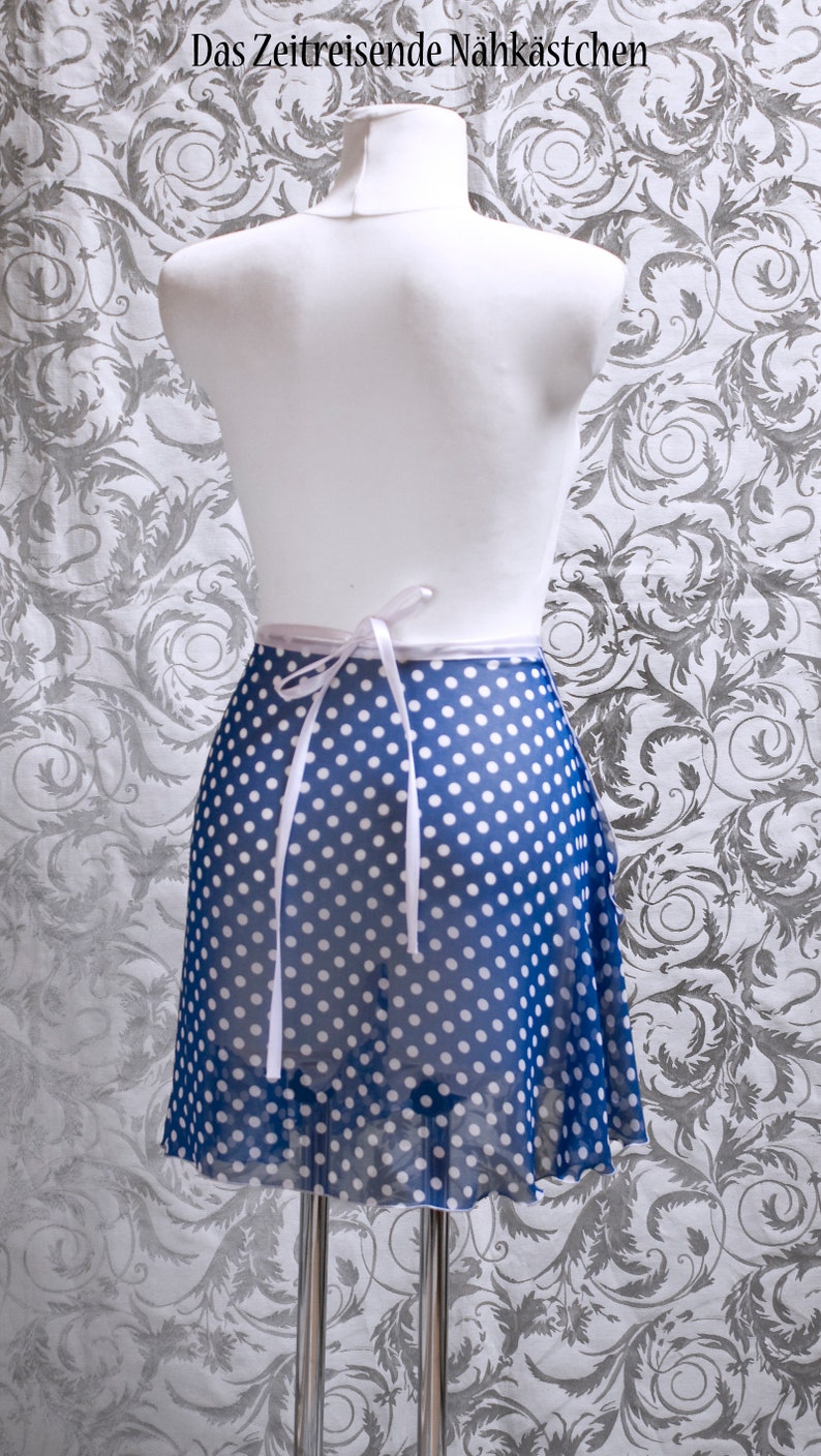 Ballet wrap skirt, chiffon skirt, blue and white, polkadots, dance image 3
