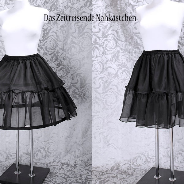 Kurzer Rock aus Chiffon, Skater-Rock, Teller-Rock, schwarz, Gothic, Lolita, NuGoth