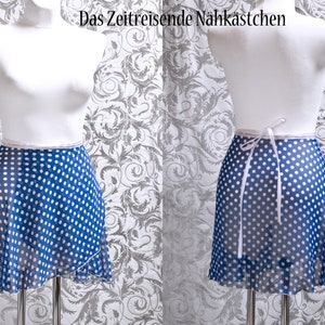 Ballet wrap skirt, chiffon skirt, blue and white, polkadots, dance image 1