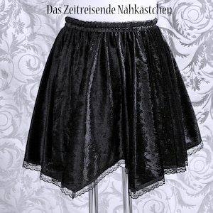 Witches Skirt, Skater Skirt, NuGoth, TradGoth, Velvet Skirt, Handerchief Skirt, Gothic,Punk, Black