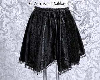 Witches Skirt, Skater Skirt, NuGoth, TradGoth, Velvet Skirt, Handerchief Skirt, Gothic,Punk, Black