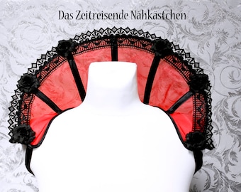 Elizabethan collar, open collar, standing collar, open ruff, gothic, red and black