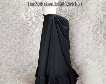 Sottoveste vittoriana – per costumi Gründerzeit e Steampunk, indossabile sopra una crinolina a coda di aragosta, cotone nero, realizzata su misura
