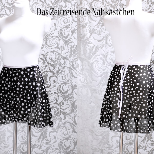 Chiffon-Wickelrock Ballett, Tanz, Polkadots, schwarz-weiß