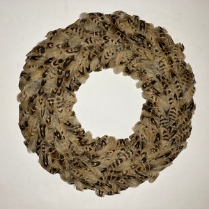 PLUCKING FABULOUS Hen Pheasant Feather Wreath - decorative natural handmade in the UK