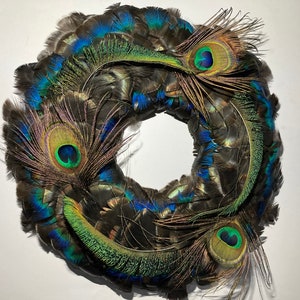 PLUCKING FABULOUS Peacock Feather Wreath - decorative natural handmade in the UK