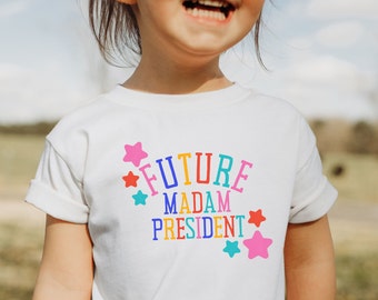 Camiseta de manga corta para niños pequeños con el mensaje &quot;Futura señora presidenta&quot;, camiseta para niños con el mensaje &quot;Señora presidenta&quot;, camiseta feminista para niños, regalo feminista