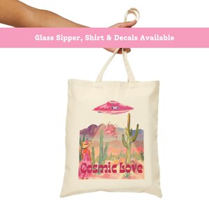 Cosmic Love Canvas Tote Bag, Disco Cowgirl & Space Cowgirl Theme, Western Desert Adventure, Bridesmaid Proposal, Party Favor