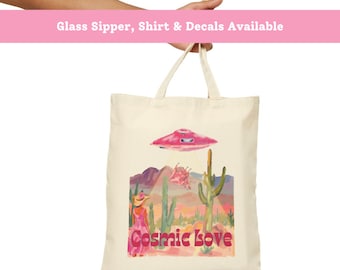 Cosmic Love Bachelorette Canvas Tote Bag, Disco Cowgirl & Space Cowgirl Theme, Aventura en el desierto occidental, Propuesta de dama de honor, Favor de fiesta