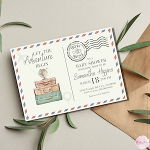 Laissez l'aventure commencer carte postale faire-part de | 7 x 5 po.
