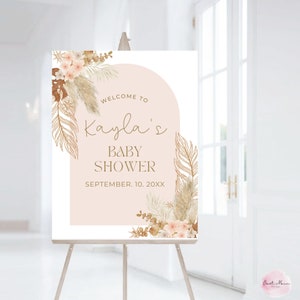 Neutral Boho Baby Shower Sign | 5 size options included with purchase | Gifts & Books Sign included (8x10)