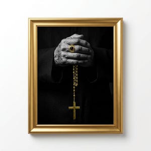 Praying Hands Rosary Cross Photo Print: Devotional Wall Art (12" x 16") (Digital Download)