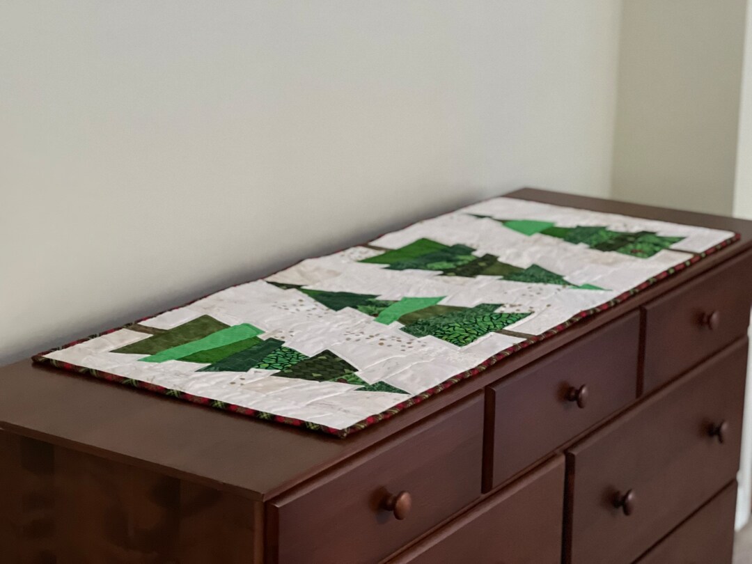 TABLE RUNNER 'wonky Trees' Decorative Homemade 100 Cotton Patchwork