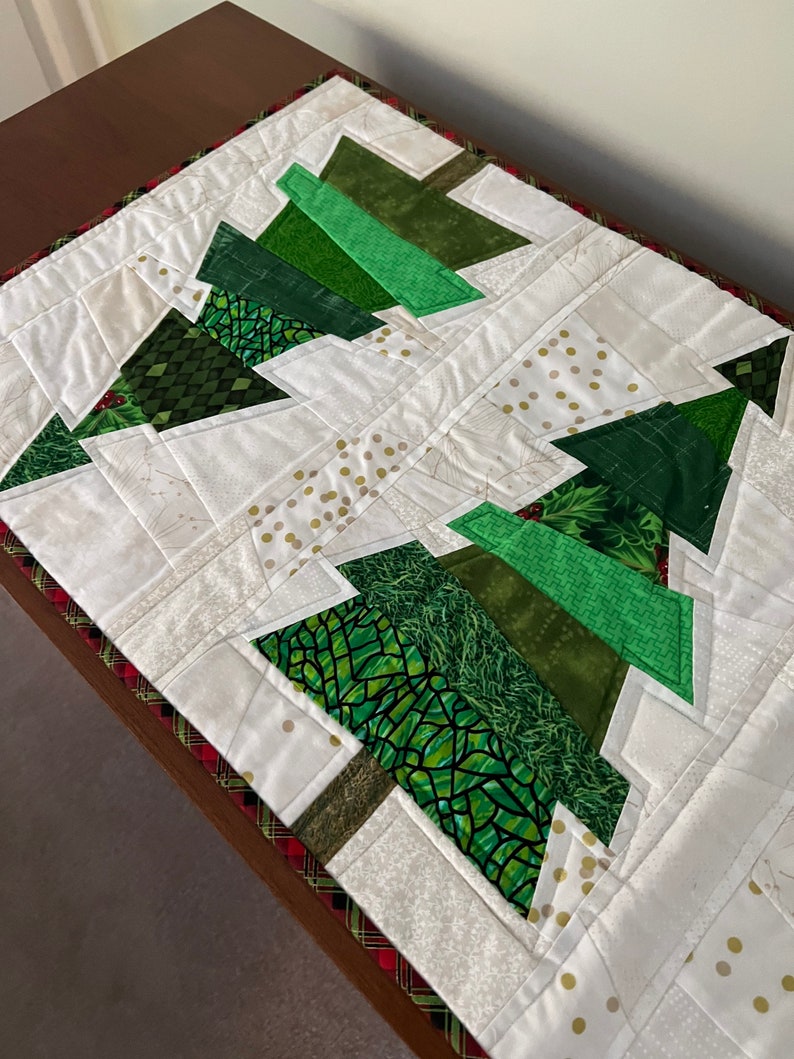 TABLE RUNNER 'wonky Trees' Decorative Homemade 100 Cotton Patchwork