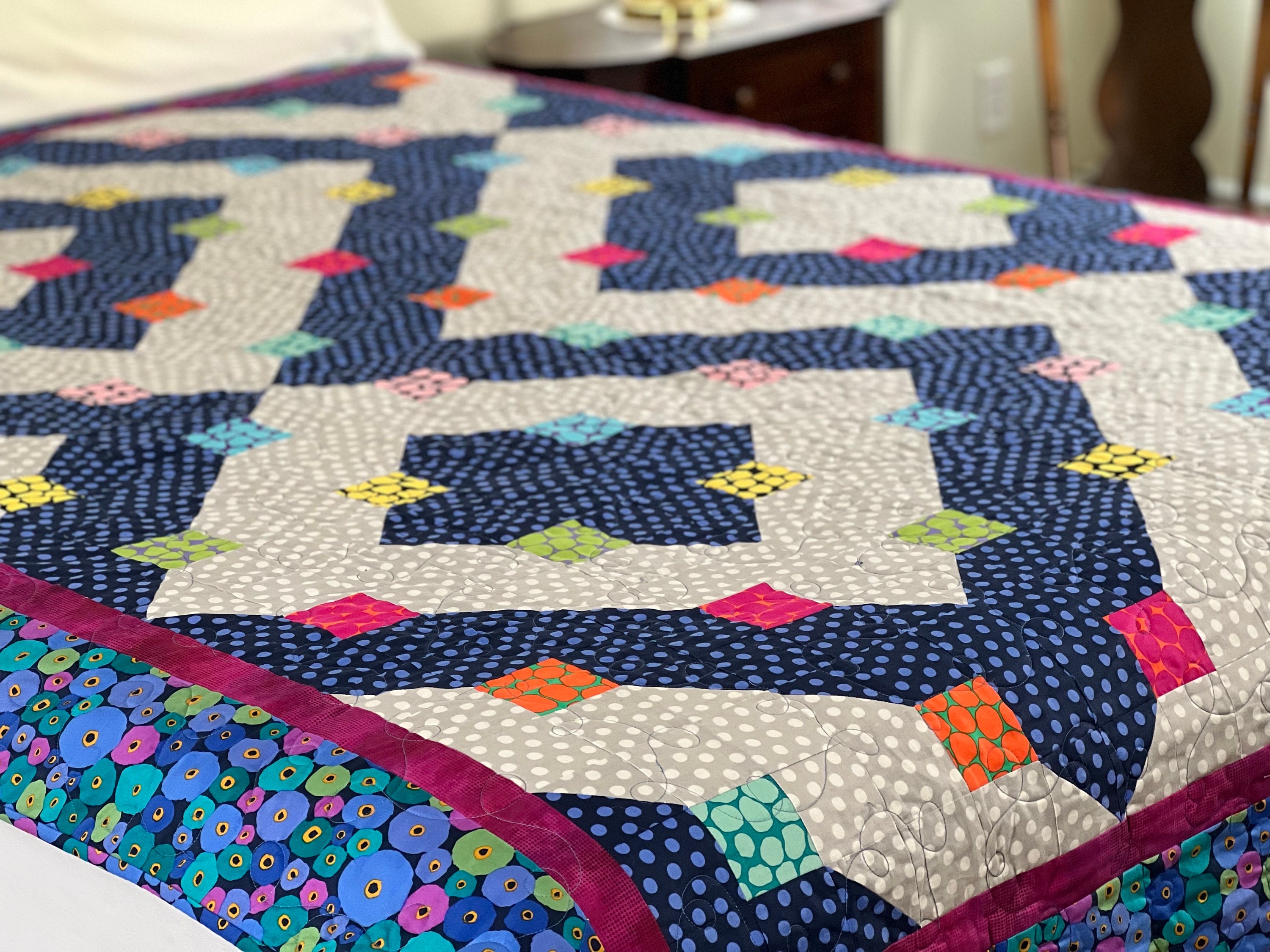 TWIN QUILT 'dots, Dots & More Dots' - ALL Cotton Patchwork Split 9 ...